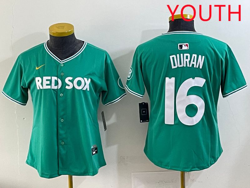 Youth 2025 Boston Red Sox #16 Duran Dark Green Joint Name Nike MLB Jersey style 2